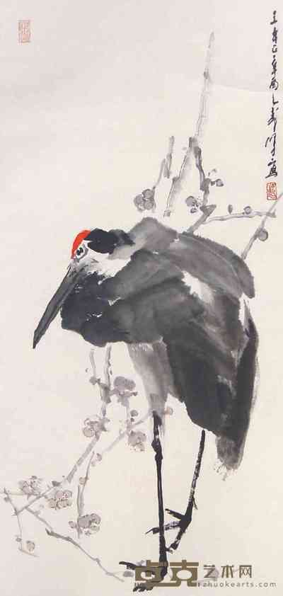 王子武 鹤 镜心 117×55cm
